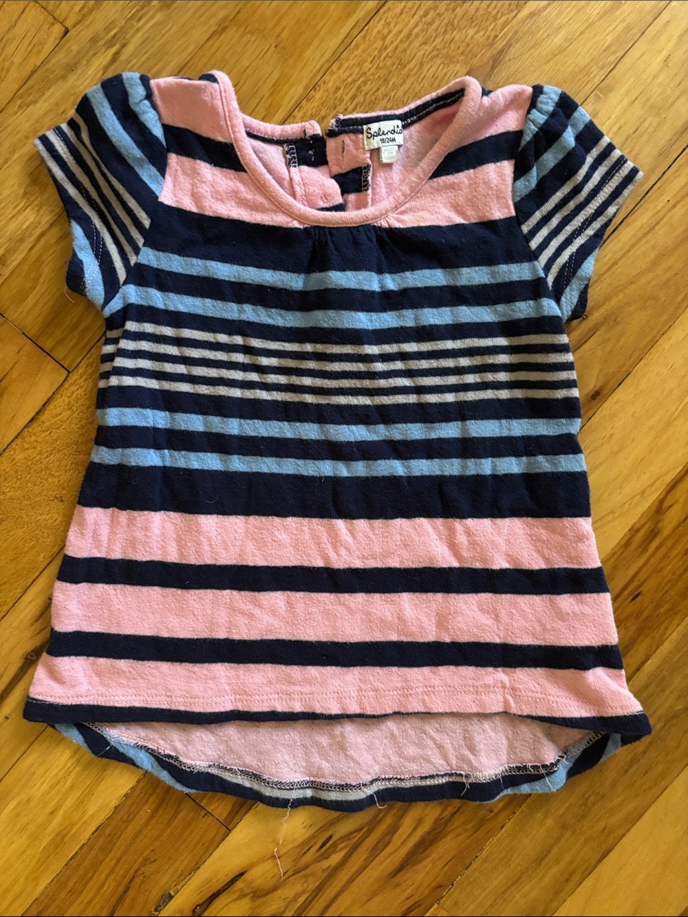 Splendid Kids Pink, Navy & Light Blue Striped Short Sleeve Tee